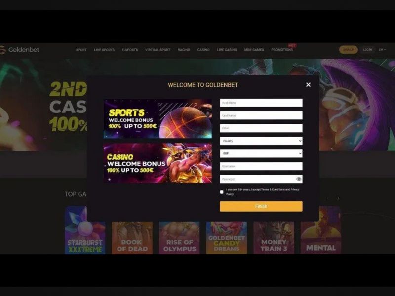 registration at Goldenbet casino